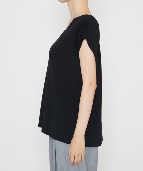 saloon（サルーン）の「SALOON(サルーン)/Vネックフレンチスリーブニット【手洗い可】セットアップ可（ニット/セーター・レディース・ブラウン/ブラック・FREE）」の12枚目の写真