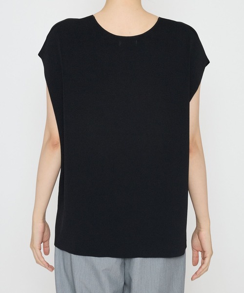 saloon（サルーン）の「SALOON(サルーン)/Vネックフレンチスリーブニット【手洗い可】セットアップ可（ニット/セーター・レディース・ブラウン/ブラック・FREE）」の11枚目の写真