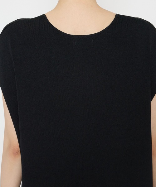 saloon（サルーン）の「SALOON(サルーン)/Vネックフレンチスリーブニット【手洗い可】セットアップ可（ニット/セーター・レディース・ブラウン/ブラック・FREE）」の9枚目の写真