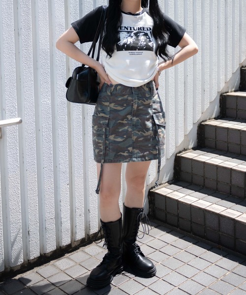 WEGO(ウィゴー)の「WEGO/ヴィンテージウォッシュカーゴミニスカート(スカート・レディース・その他1・FREE)」の2枚目の写真