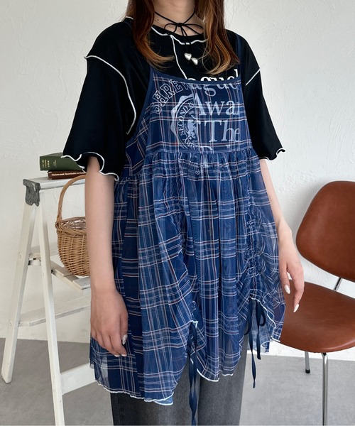 セール】チェックチュールドロストキャミビスチェ（その他トップス