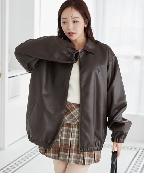 【セール】∴WEGO/【2024AW/大人気シリーズに新作登場！】U.S.POLO ASSN.フェイクレザージャケット（ブルゾン）｜U.S. POLO ASSN.（ユーエスポロアッスン）