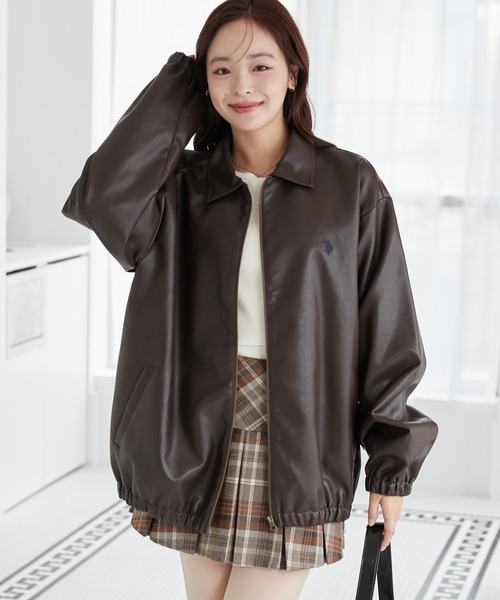 【セール】∴WEGO/【2024AW/大人気シリーズに新作登場！】U.S.POLO ASSN.フェイクレザージャケット（ブルゾン）｜U.S. POLO ASSN.（ユーエスポロアッスン）