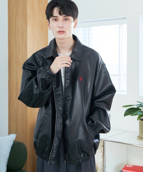 【セール】∴WEGO/【2024AW/大人気シリーズに新作登場！】U.S.POLO ASSN.フェイクレザージャケット（ブルゾン）｜U.S. POLO ASSN.（ユーエスポロアッスン）