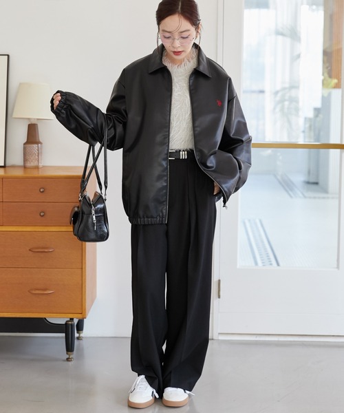 【セール】∴WEGO/【2024AW/大人気シリーズに新作登場！】U.S.POLO ASSN.フェイクレザージャケット（ブルゾン）｜U.S. POLO ASSN.（ユーエスポロアッスン）