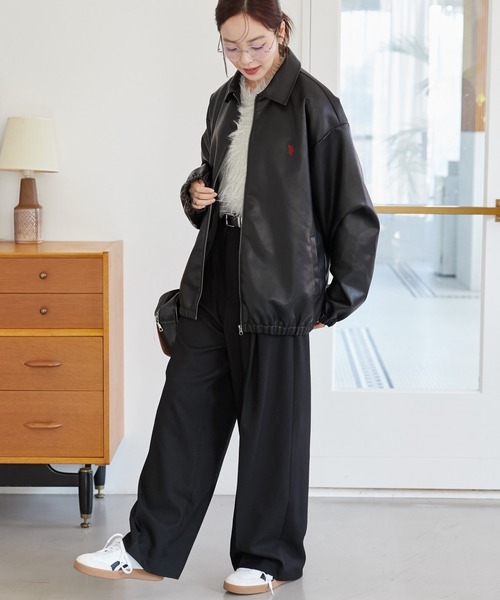 【セール】∴WEGO/【2024AW/大人気シリーズに新作登場！】U.S.POLO ASSN.フェイクレザージャケット（ブルゾン）｜U.S. POLO ASSN.（ユーエスポロアッスン）