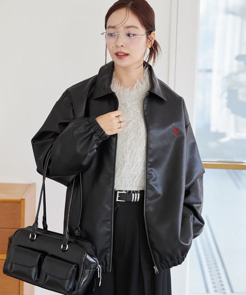 【セール】∴WEGO/【2024AW/大人気シリーズに新作登場！】U.S.POLO ASSN.フェイクレザージャケット（ブルゾン）｜U.S. POLO ASSN.（ユーエスポロアッスン）