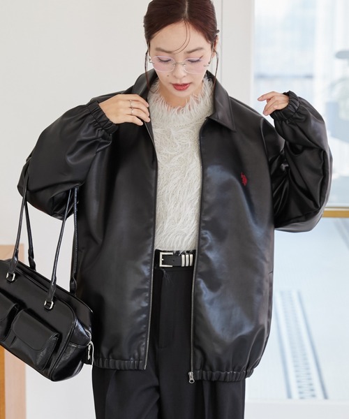 【セール】∴WEGO/【2024AW/大人気シリーズに新作登場！】U.S.POLO ASSN.フェイクレザージャケット（ブルゾン）｜U.S. POLO ASSN.（ユーエスポロアッスン）