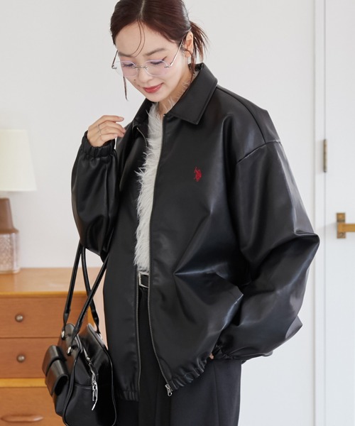 【セール】∴WEGO/【2024AW/大人気シリーズに新作登場！】U.S.POLO ASSN.フェイクレザージャケット（ブルゾン）｜U.S. POLO ASSN.（ユーエスポロアッスン）