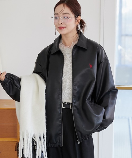 【セール】∴WEGO/【2024AW/大人気シリーズに新作登場！】U.S.POLO ASSN.フェイクレザージャケット（ブルゾン）｜U.S. POLO ASSN.（ユーエスポロアッスン）