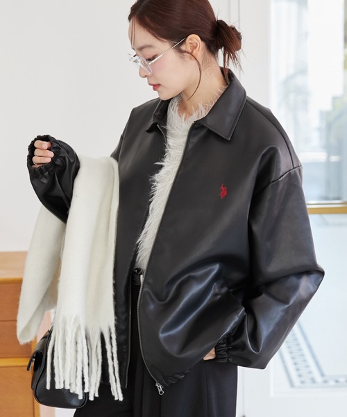 【セール】∴WEGO/【2024AW/大人気シリーズに新作登場！】U.S.POLO ASSN.フェイクレザージャケット（ブルゾン）｜U.S. POLO ASSN.（ユーエスポロアッスン）