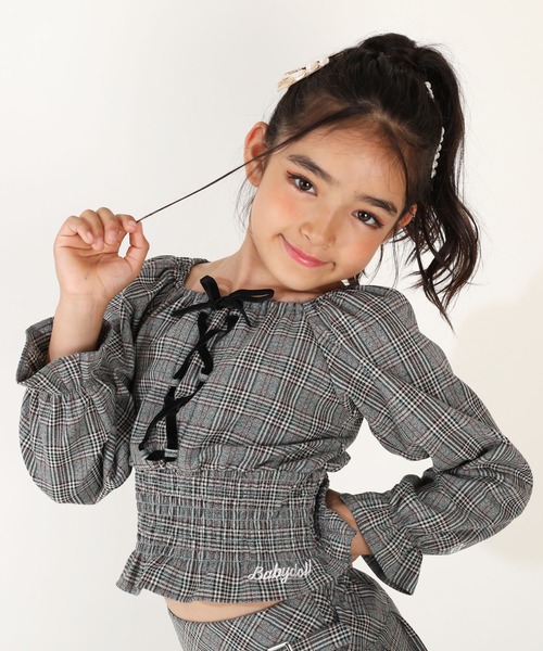 ベビードールブラウス BABY トーションレースのシャーリングベビー