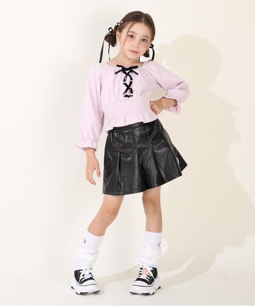 BABYDOLL(ベビードール)の「レースアップブラウス 9674K(シャツ/ブラウス・キッズ・パープル/ブラウン・110cm/120cm/130cm/140cm/90cm)」の4枚目の写真