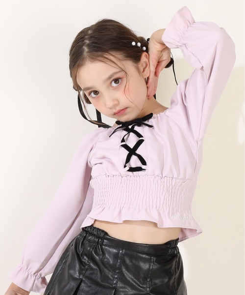 BABYDOLL(ベビードール)の「レースアップブラウス 9674K(シャツ/ブラウス・キッズ・パープル/ブラウン・110cm/120cm/130cm/140cm/90cm)」の6枚目の写真