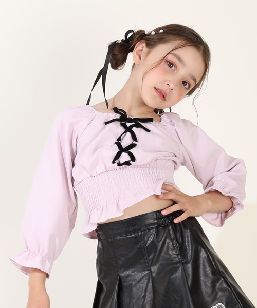 BABYDOLL(ベビードール)の「レースアップブラウス 9674K(シャツ/ブラウス・キッズ・パープル/ブラウン・110cm/120cm/130cm/140cm/90cm)」の7枚目の写真