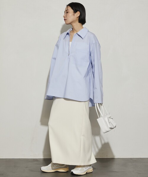 Firsthand(ファーストハンド)の「Firsthand/ファーストハンド スキッパーZIPシャツ(シャツ/ブラウス・レディース・サックスブルー/ホワイト・フリ-)」の5枚目の写真