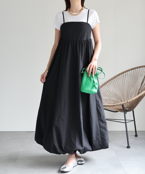 日本未入荷 KUOSE★バルーンシルエットキャミソールワンピース セール】バルーンキャミドレス/バルーンシルエットワンピース