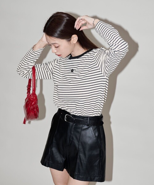 PUBLUX(パブリュクス)の「MARY QUANT × PUBLUX/マリークワント ワンポイントロゴロンT 限定展開(Tシャツ/カットソー・レディース・マルチ/ブラック/オフホワイト・フリ-)」の7枚目の写真