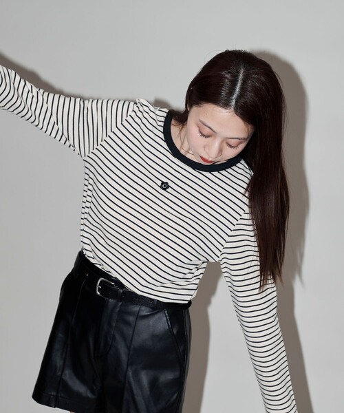 PUBLUX(パブリュクス)の「MARY QUANT × PUBLUX/マリークワント ワンポイントロゴロンT 限定展開(Tシャツ/カットソー・レディース・マルチ/ブラック/オフホワイト・フリ-)」の10枚目の写真