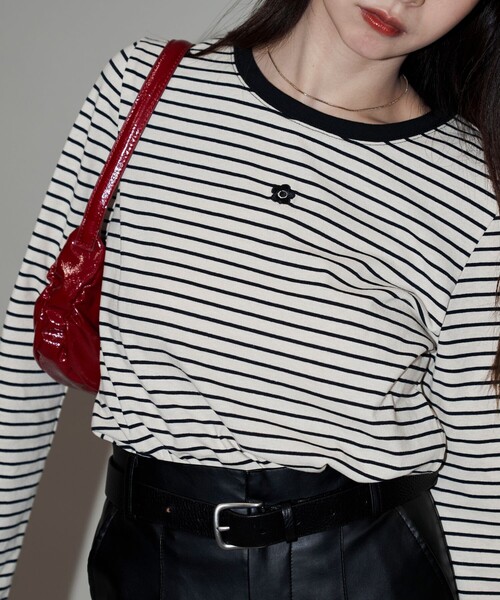 PUBLUX(パブリュクス)の「MARY QUANT × PUBLUX/マリークワント ワンポイントロゴロンT 限定展開(Tシャツ/カットソー・レディース・マルチ/ブラック/オフホワイト・フリ-)」の11枚目の写真