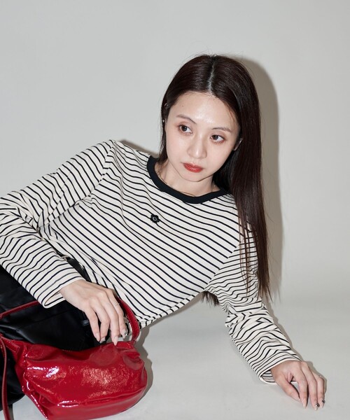 PUBLUX(パブリュクス)の「MARY QUANT × PUBLUX/マリークワント ワンポイントロゴロンT 限定展開(Tシャツ/カットソー・レディース・マルチ/ブラック/オフホワイト・フリ-)」の12枚目の写真