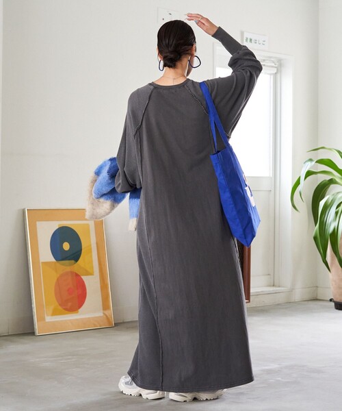 セール】限定展開 ピグメント加工 ワッフル 切り替え ワンピース