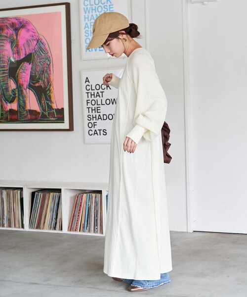 セール】限定展開 ピグメント加工 ワッフル 切り替え ワンピース