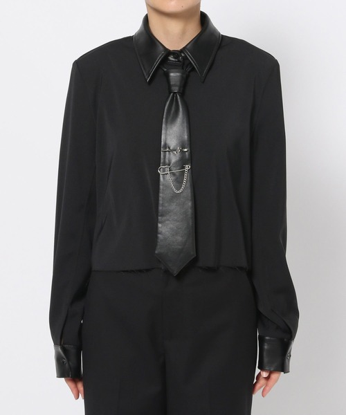 HARE エッジモード ネクタイ シャツ HARE（ハレ）の「【EDGY MODE】ネクタイツキフェイクレザーキリカエ