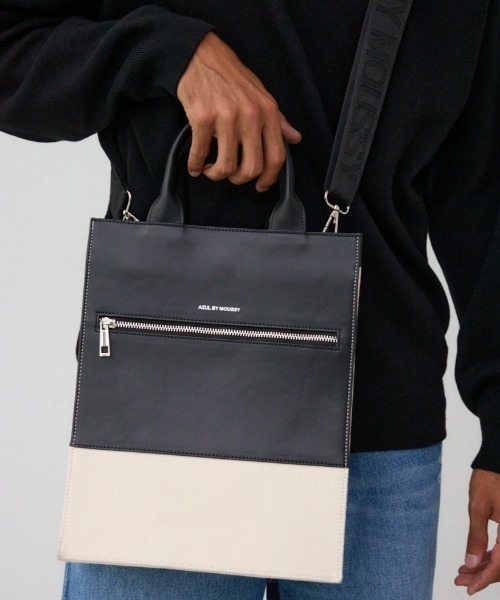 AZUL by moussy（アズールバイマウジー）の「スクエアトートバッグ（トートバッグ・メンズ・ブラック/オフホワイト・FREE）」の19枚目の写真