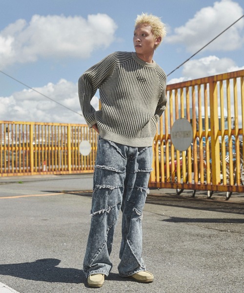 SHORT ROUND(ショートラウンド)の「SHORT ROUND/ヴィンテージライクラグランプルオーバー(ニット/セーター・メンズ・グレー/ベージュ・MEDIUM/LARGE)」の4枚目の写真