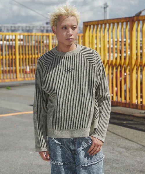 SHORT ROUND(ショートラウンド)の「SHORT ROUND/ヴィンテージライクラグランプルオーバー(ニット/セーター・メンズ・グレー/ベージュ・MEDIUM/LARGE)」の9枚目の写真