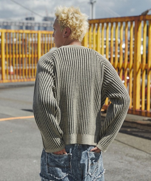 SHORT ROUND(ショートラウンド)の「SHORT ROUND/ヴィンテージライクラグランプルオーバー(ニット/セーター・メンズ・グレー/ベージュ・MEDIUM/LARGE)」の10枚目の写真