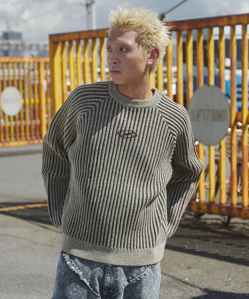 SHORT ROUND(ショートラウンド)の「SHORT ROUND/ヴィンテージライクラグランプルオーバー(ニット/セーター・メンズ・グレー/ベージュ・MEDIUM/LARGE)」の11枚目の写真