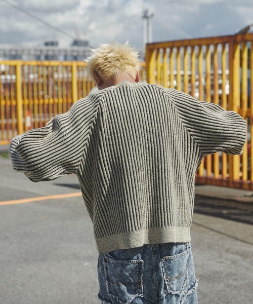 SHORT ROUND(ショートラウンド)の「SHORT ROUND/ヴィンテージライクラグランプルオーバー(ニット/セーター・メンズ・グレー/ベージュ・MEDIUM/LARGE)」の12枚目の写真