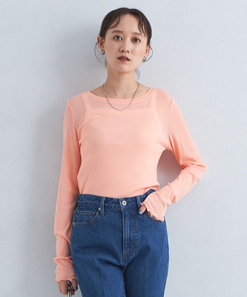 green label relaxing（グリーンレーベルリラクシング）の「ハイツイストリブ クルーネック プルオーバー カットソー（Tシャツ/カットソー・レディース・ライトピンク/ブラック/オフホワイト/ケリーグリーン・FREE）」の4枚目の写真