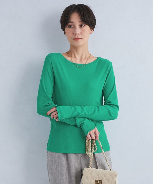 green label relaxing（グリーンレーベルリラクシング）の「ハイツイストリブ クルーネック プルオーバー カットソー（Tシャツ/カットソー・レディース・ライトピンク/ブラック/オフホワイト/ケリーグリーン・FREE）」の3枚目の写真