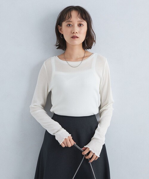 green label relaxing（グリーンレーベルリラクシング）の「ハイツイストリブ クルーネック プルオーバー カットソー（Tシャツ/カットソー・レディース・ライトピンク/ブラック/オフホワイト/ケリーグリーン・FREE）」の17枚目の写真