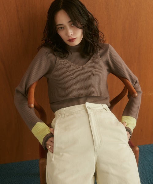 hunch（ハンチ）の「静電気防止 やわもちヤーン ビスチェ（ベスト・レディース・モカ/ブラック/アイボリー・FREE）」の6枚目の写真