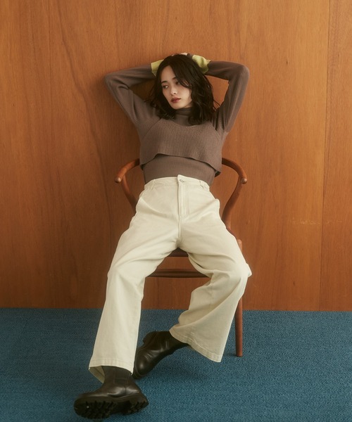 hunch（ハンチ）の「静電気防止 やわもちヤーン ビスチェ（ベスト・レディース・モカ/ブラック/アイボリー・FREE）」の7枚目の写真