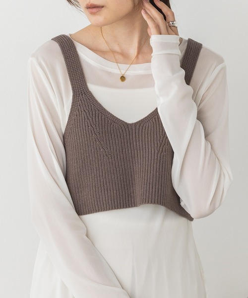 hunch（ハンチ）の「静電気防止 やわもちヤーン ビスチェ（ベスト・レディース・モカ/ブラック/アイボリー・FREE）」の8枚目の写真