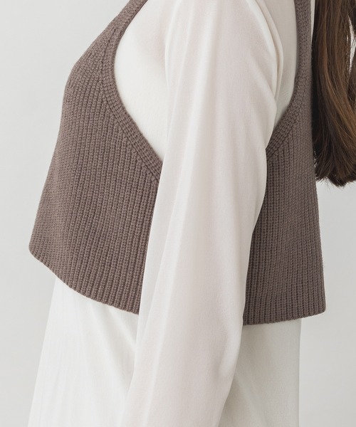 hunch（ハンチ）の「静電気防止 やわもちヤーン ビスチェ（ベスト・レディース・モカ/ブラック/アイボリー・FREE）」の12枚目の写真