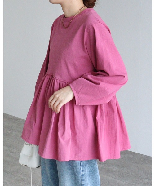 reca(レカ)の「【ZOZOTOWN限定】ランタンスリーブティアードプルオーバー(その他トップス・レディース・ブラック/グレイッシュベージュ/オフホワイト/チャコールグレー/ピンク系その他/バーガンディー・FREE)」の5枚目の写真