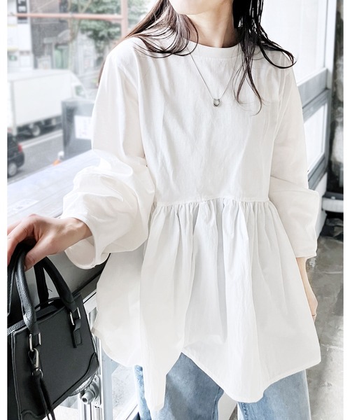 reca(レカ)の「【ZOZOTOWN限定】ランタンスリーブティアードプルオーバー(その他トップス・レディース・ブラック/グレイッシュベージュ/オフホワイト/チャコールグレー/ピンク系その他/バーガンディー・FREE)」の2枚目の写真