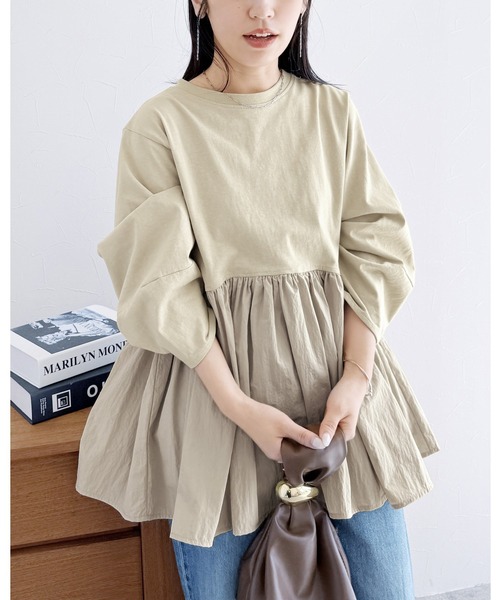 reca(レカ)の「【ZOZOTOWN限定】ランタンスリーブティアードプルオーバー(その他トップス・レディース・ブラック/グレイッシュベージュ/オフホワイト/チャコールグレー/ピンク系その他/バーガンディー・FREE)」の4枚目の写真