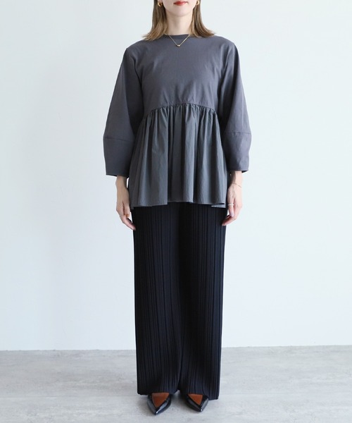 reca(レカ)の「【ZOZOTOWN限定】ランタンスリーブティアードプルオーバー(その他トップス・レディース・ブラック/グレイッシュベージュ/オフホワイト/チャコールグレー/ピンク系その他/バーガンディー・FREE)」の8枚目の写真