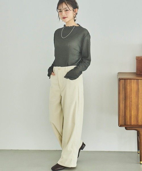 mil(ミル)の「【小柄さん向けサイズあり】コーデュロイセミワイドパンツ(その他パンツ・レディース・チャコールグレー/アイボリー/モカ・S-Short/M-Short/S-Regular/M-Regular/フリー)」の1枚目の写真