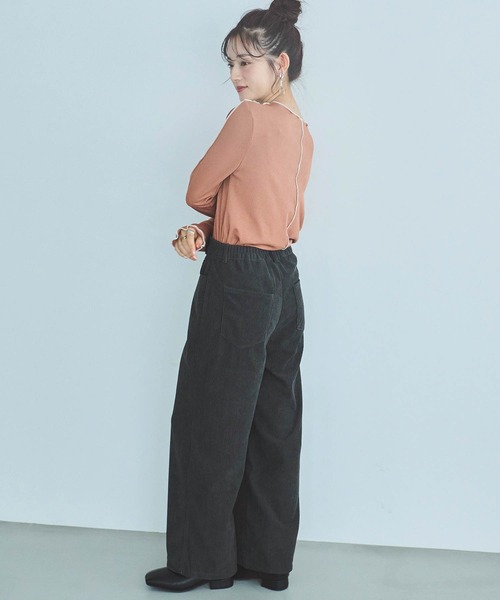 mil(ミル)の「【小柄さん向けサイズあり】コーデュロイセミワイドパンツ(その他パンツ・レディース・チャコールグレー/アイボリー/モカ・S-Short/M-Short/S-Regular/M-Regular/フリー)」の14枚目の写真