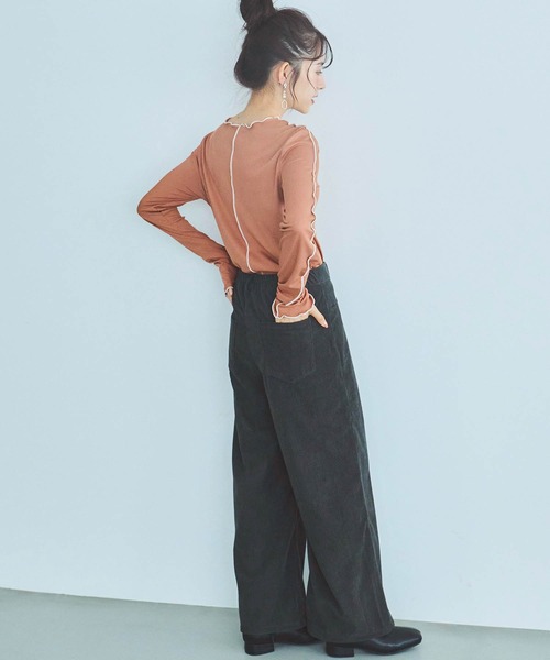 mil(ミル)の「【小柄さん向けサイズあり】コーデュロイセミワイドパンツ(その他パンツ・レディース・チャコールグレー/アイボリー/モカ・S-Short/M-Short/S-Regular/M-Regular/フリー)」の15枚目の写真