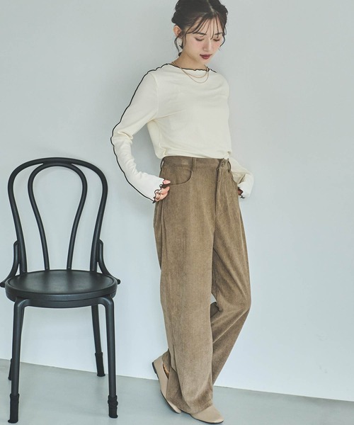 mil(ミル)の「【小柄さん向けサイズあり】コーデュロイセミワイドパンツ(その他パンツ・レディース・チャコールグレー/アイボリー/モカ・S-Short/M-Short/S-Regular/M-Regular/フリー)」の16枚目の写真