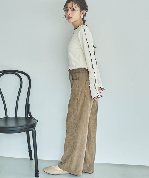 mil(ミル)の「【小柄さん向けサイズあり】コーデュロイセミワイドパンツ(その他パンツ・レディース・チャコールグレー/アイボリー/モカ・S-Short/M-Short/S-Regular/M-Regular/フリー)」の18枚目の写真